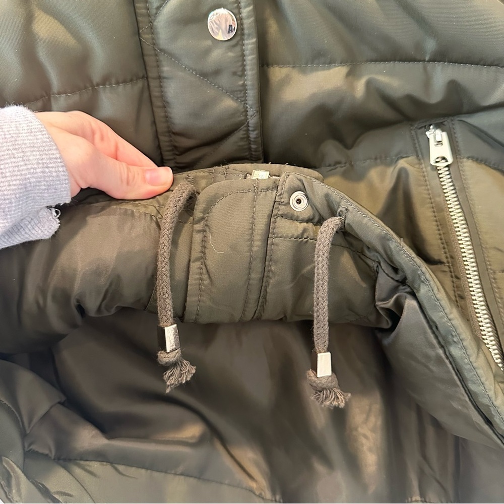 Topshop Fur Lined Puffer Coat Hood Winter Ski Jacket Womens Size Small Green - Picture 8 of 13